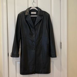 Vintage Genuine Leather Black Car Coat